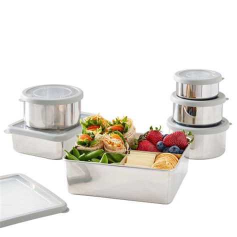 pottery barn stainless steel oval bento box lids|Gray Spencer Stainless Bento Box .